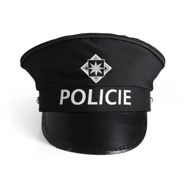 Sada policie látka/plast čepice, plácačka, píšťalka na kartě 30x48x8cm