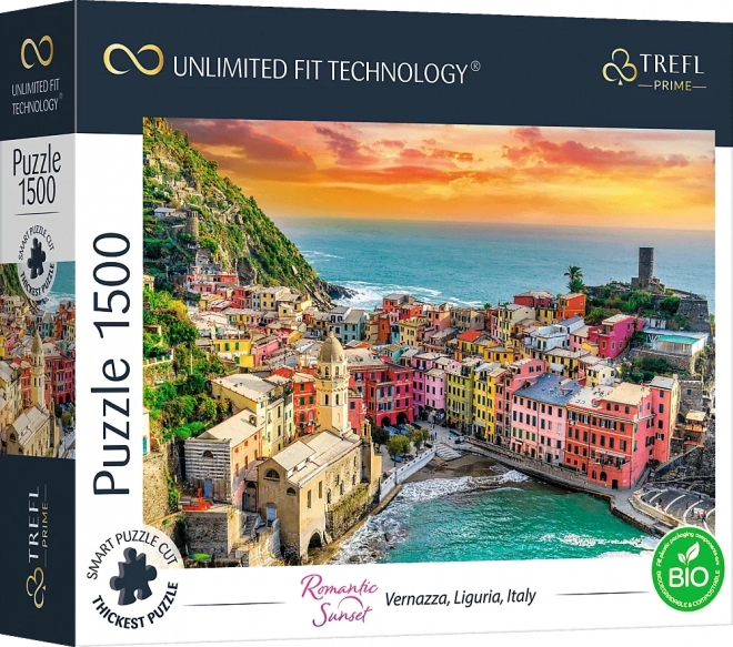 Puzzle Trefl UFT Romantický západ slunce: Vernazza, Ligurie – 1500 dílků