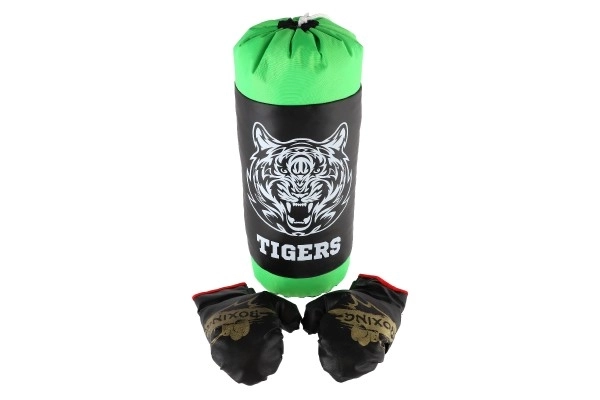 Boxovací pytel s rukavicemi pro děti Teddies - černý a zelený