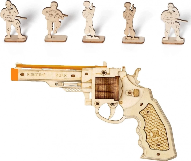 Dřevěné 3D puzzle revolveru Corsac od Robotime