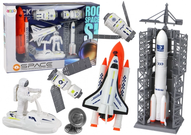 Vesmírná mise Vesmírná raketa Kosmická loď Set 8 ele.