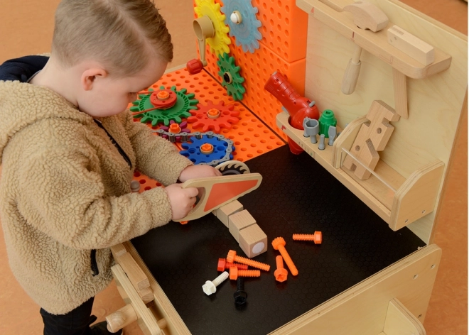 Dřevěná dílna XXL Montessori STEM s nástroji