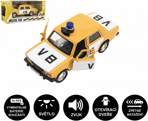 Policejní auto VB Lada 12 cm se světlem a zvukem na zpětný chod