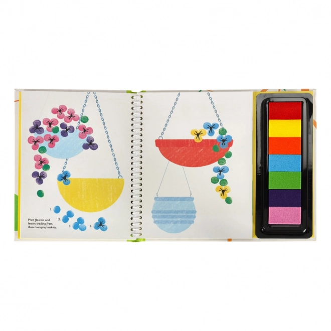 Omalovánky s otisky prstů fingerpainting activity book garden 64 stran 7 barev