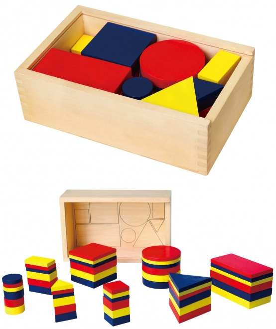Dřevěné logické kostky geometrické tvary Viga Toys Montessori