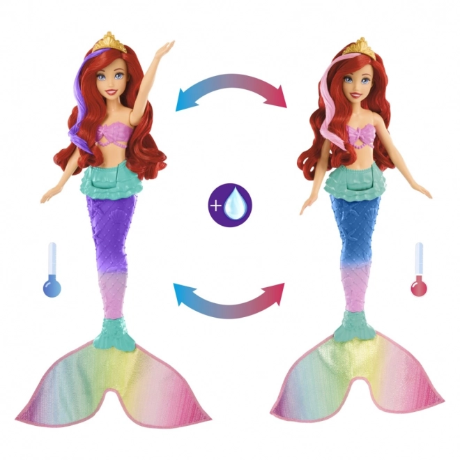 MATTEL Disney Princess panenka Ariel malá mořslá víla plave, mění barvu