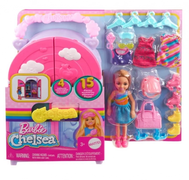 Sada s panenkou Barbie Chelsea + 15 doplňků