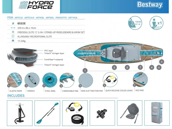 Hydro-Force Freesoul Elite 2v1 paddleboard s opěradlem