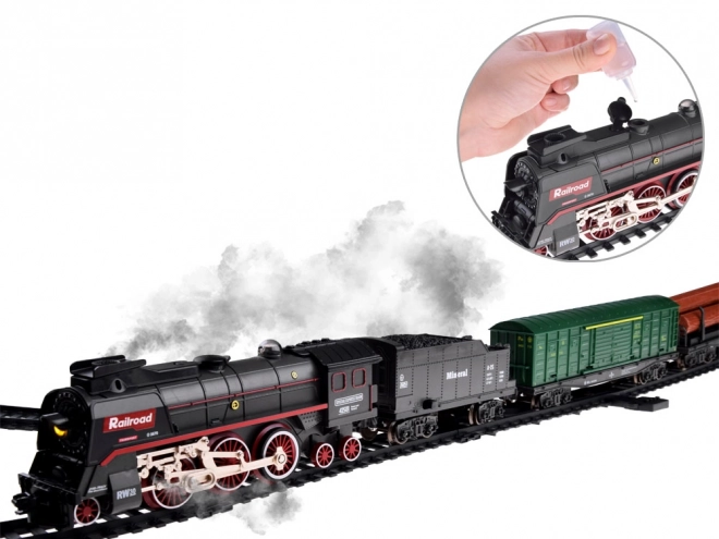 Elektrický vláček 185x99cm kouř se vypařuje zvukový efekt RC0622