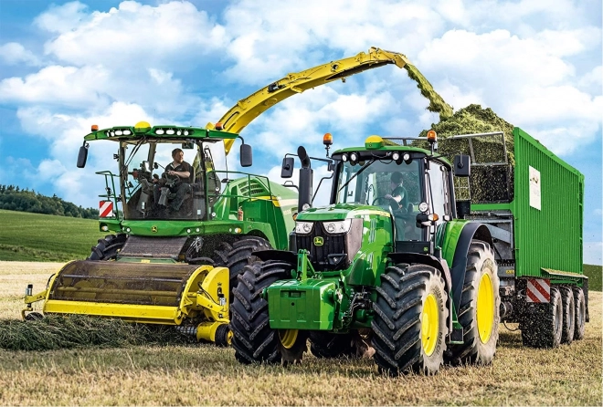 SCHMIDT Puzzle Traktor John Deere 6195M 100 dílků + model SIKU