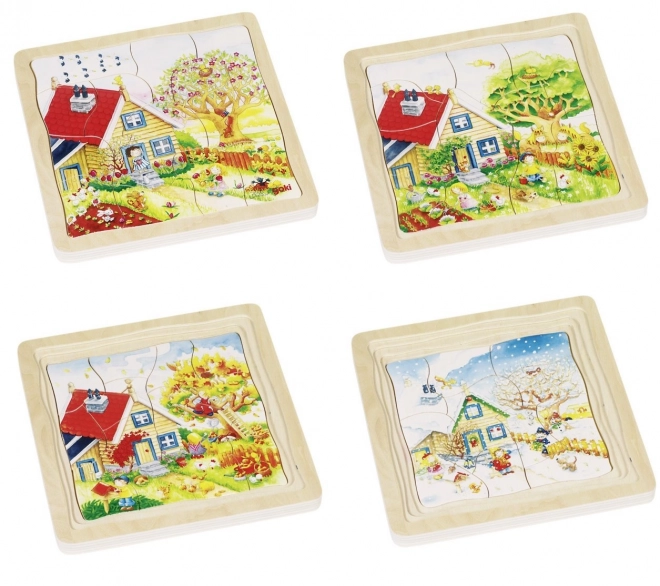 Vývojové dřevěné puzzle Roční období