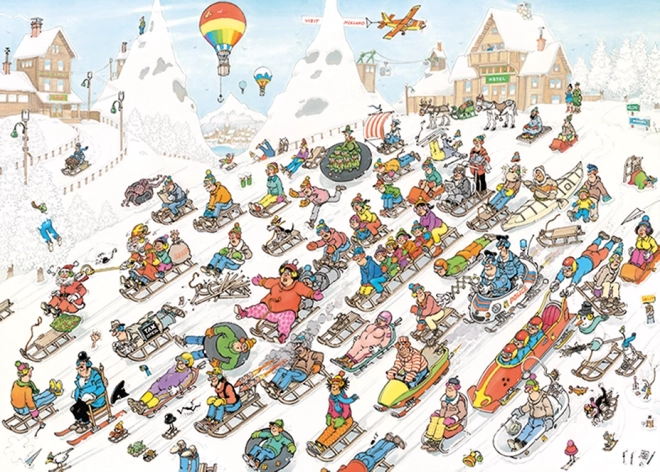 Puzzle Jan van Haasteren Všechno jede z kopce 1000 dílků