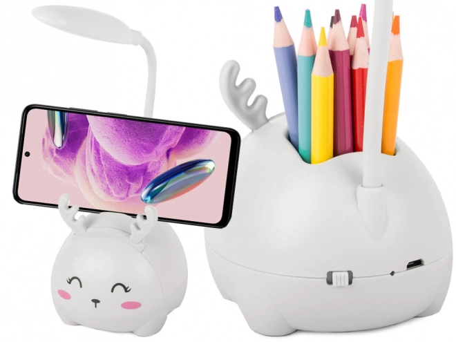 Dětská noční lampička usb organizér stojan telefon pro čtení vědy – bílá