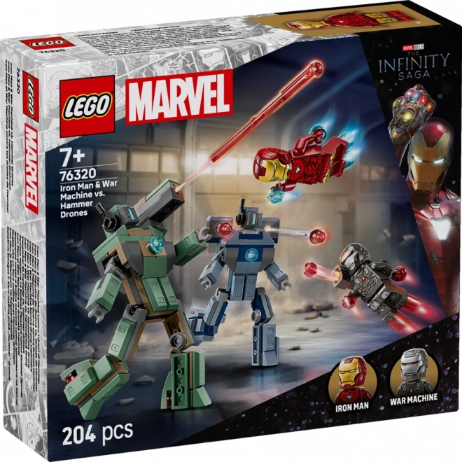 Kostky Super Heroes Iron Man a War Machine proti Hammerovým dronům