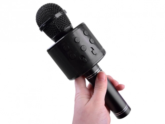 Bezdrátový karaoke mikrofon s reproduktorem – Černá