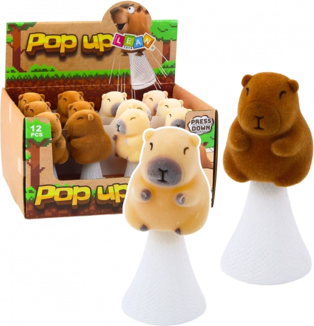 Skákající kapybara Pop Up béžová hnědá 10cm