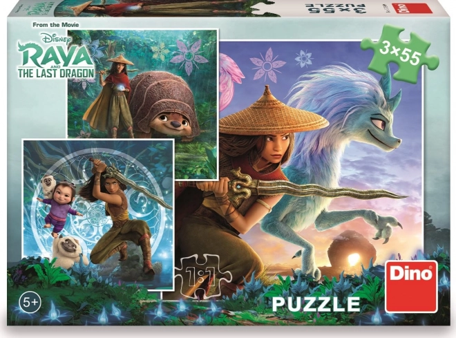 Puzzle s hrdinkou Raya a přátelé - 3x55 dílků
