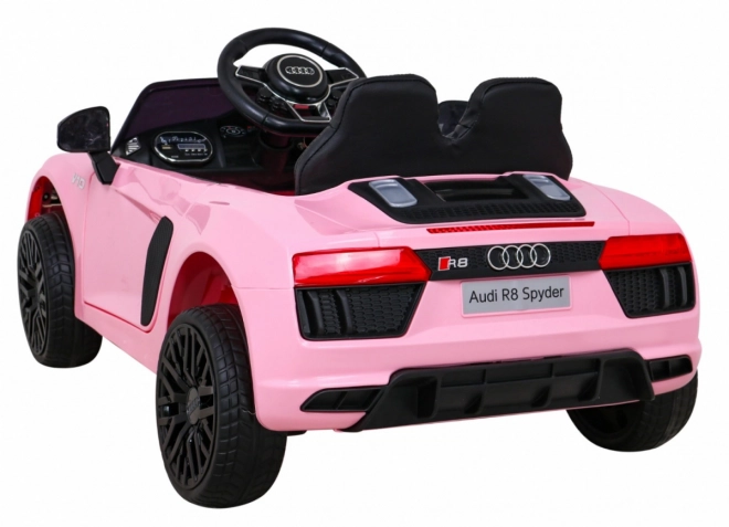 Audi R8 na baterie pro děti Růžová + Dálkové ovládání + EVA + Pomalý start + MP3 LED