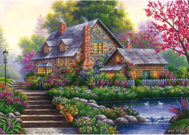 RAVENSBURGER Puzzle Romantická chata 1000 dílků
