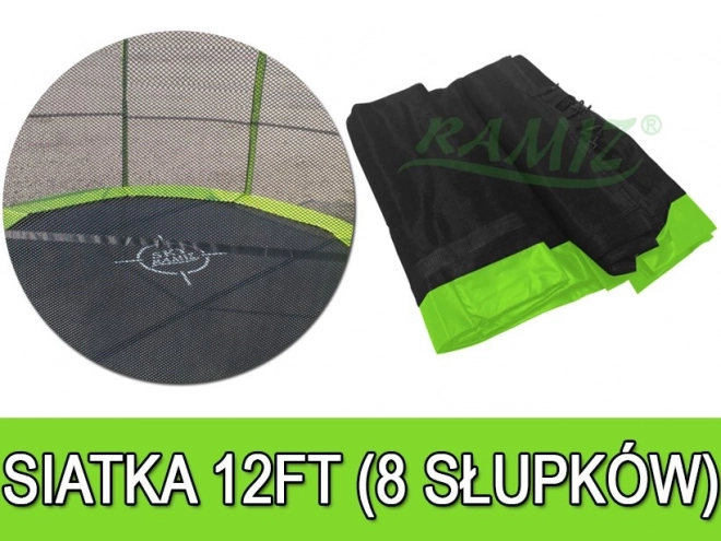 SkyRamiz Zelená bezpečnostní síť pro zahradní trampolínu 366 cm/12FT 8 sloupkových tunelů