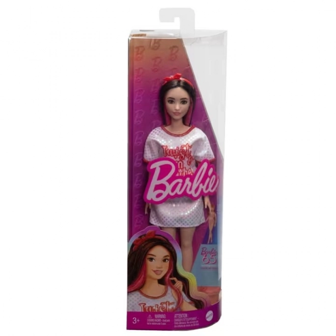 Barbie modelka-bílé lesklé šaty HRH12