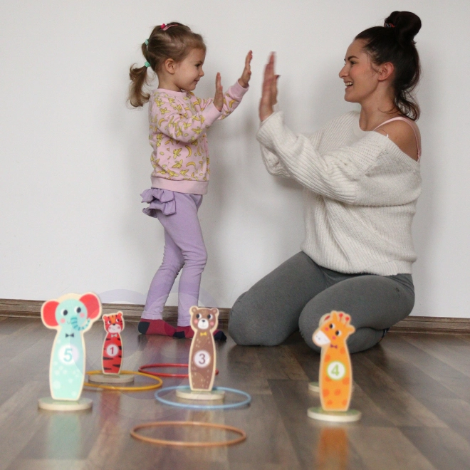 Dřevěná hra zručnosti Tooky Toy - hod na cíl zvířátka