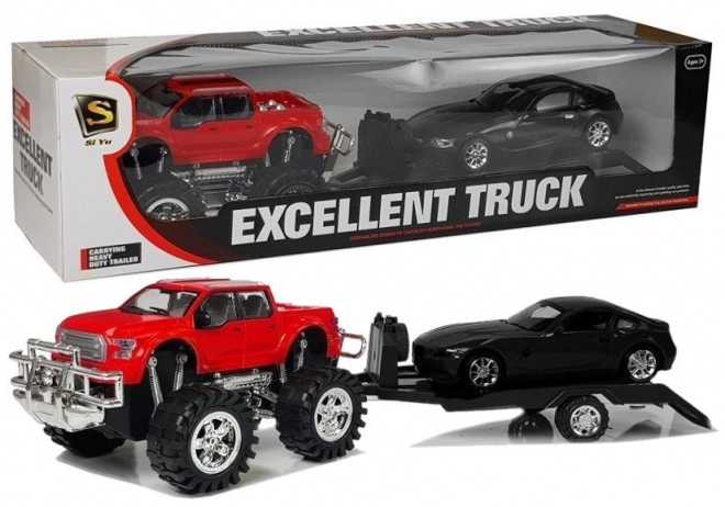 Sada vozidel Červený Monster Truck Černé BMW Nákladní auto 58 cm