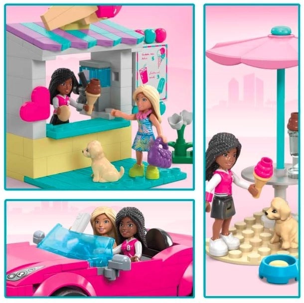 Stavebnice Mega Barbie Kabriolet a stánek se zmrzlinou