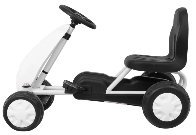 První šlapací motokára + Řetězový pohon + Gumová kola – Bílá