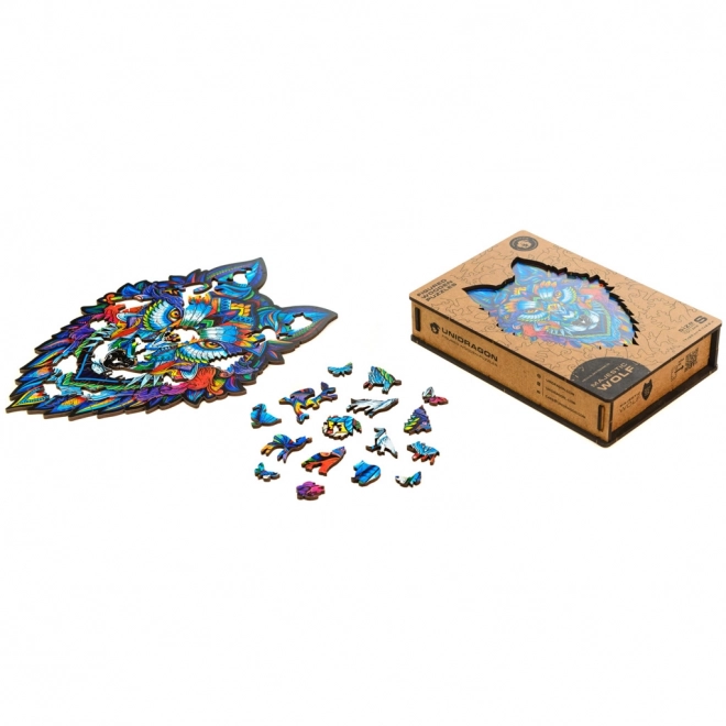 Dřevěné puzzle Vlk od Unidragon velikost S