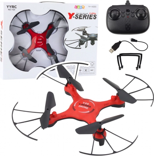 Dron s LED efekty červený