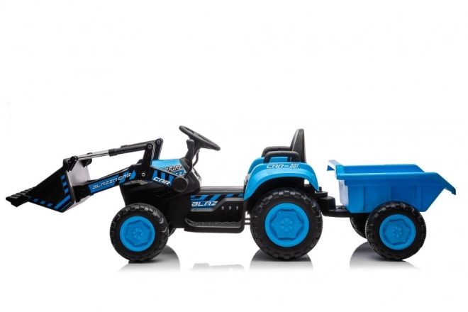 Elektrický dětský traktor s lžící modrý