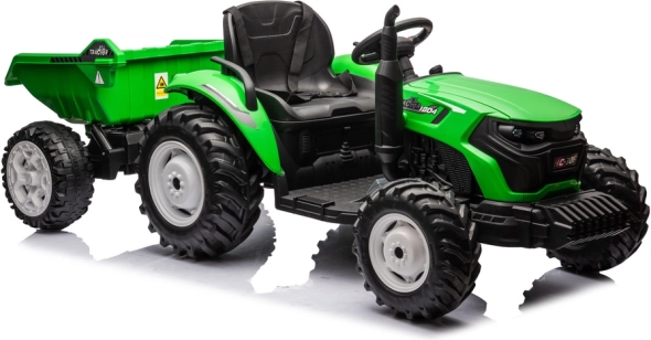 Traktor na akumulátor s přívěsem 24V světle zelený