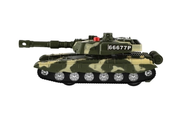 Tank plast 20cm na setrvačník na baterie se světlem se zvukem v krabici 23x14x11cm