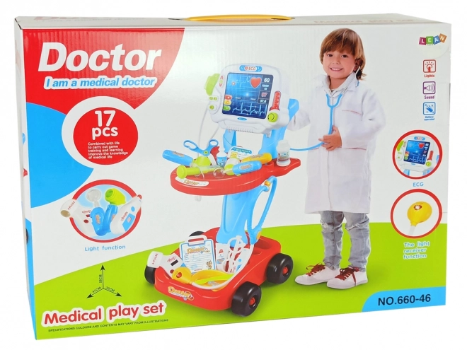 Doktorský vozík Doktorský stůl Sada 17 prvků EKG