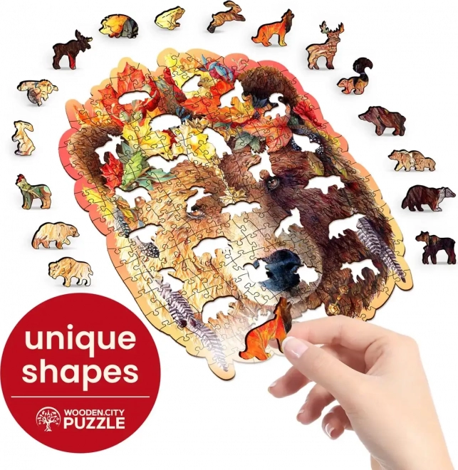 Dřevěné puzzle Stylový Medvěd od Wooden City