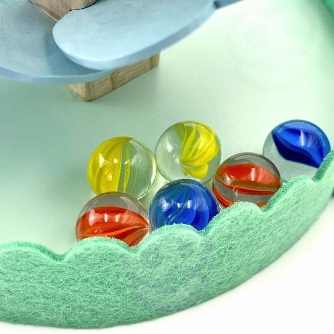 Dřevěná kuličková dráha Duha Montessori WOOPIE GREEN