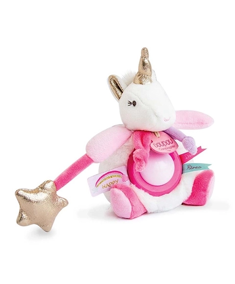Doudou plyšový jednorožec s nočním světlem 22 cm