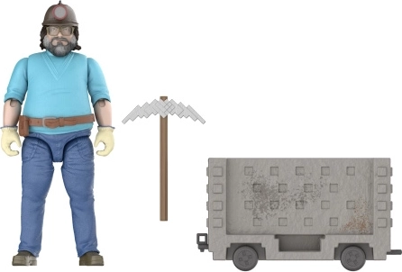 minecraft filmový steve s vozíkem – akční figurka s důlním vozíkem