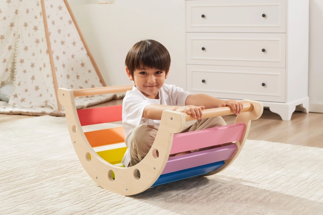 Viga dřevěný houpačkový most Montessori duhový