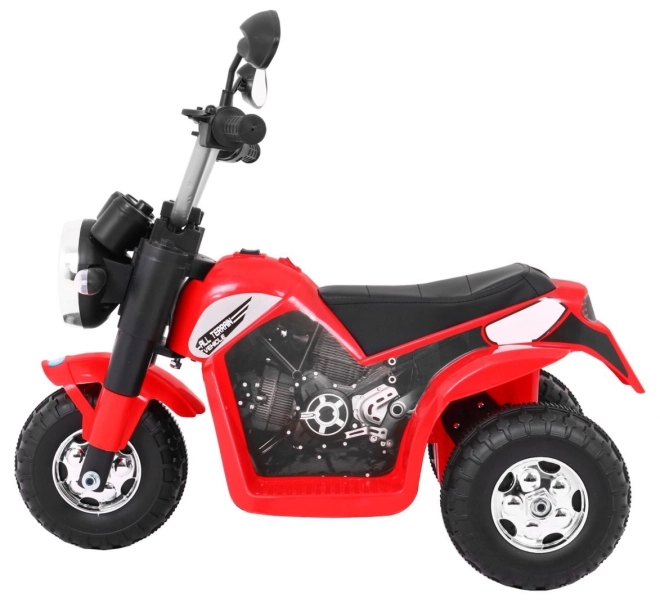 Dětské kolo MiniBike na baterie + zvuky + LED světla + eko kůže – Červené