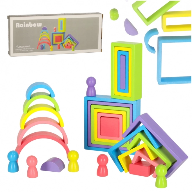 Dřevěná duhová vzdělávací skládačka Montessori