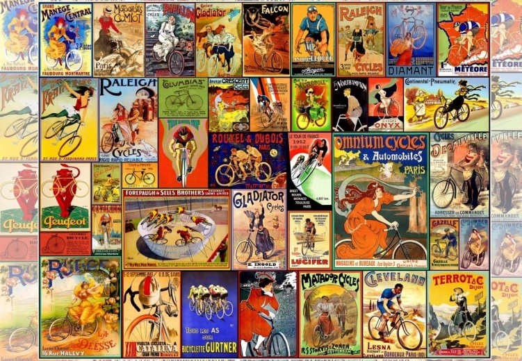 Puzzle Vintage Plakáty s Koly 1000 Dílů