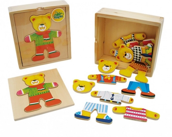 Dřevěné puzzle Medvídek, jednotlivec