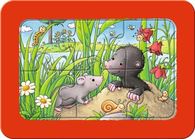 Ravensburger puzzle Zvířata na zahradě 3x6 dílků