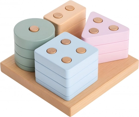 CUBIKA Pastel třídění tvarů IV – dřevěná skládačka 17 dílů
