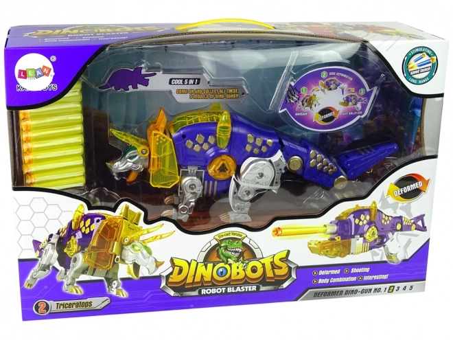 Dinobots robotická střílečka Fialový Triceratops s terčem