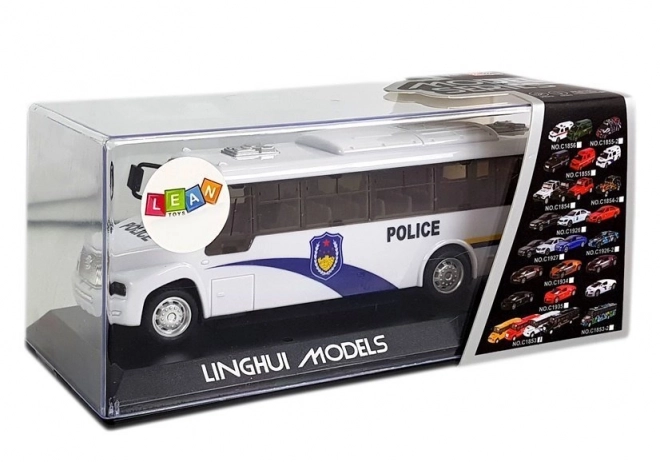 Policejní autobus bílý se zvukem tahu