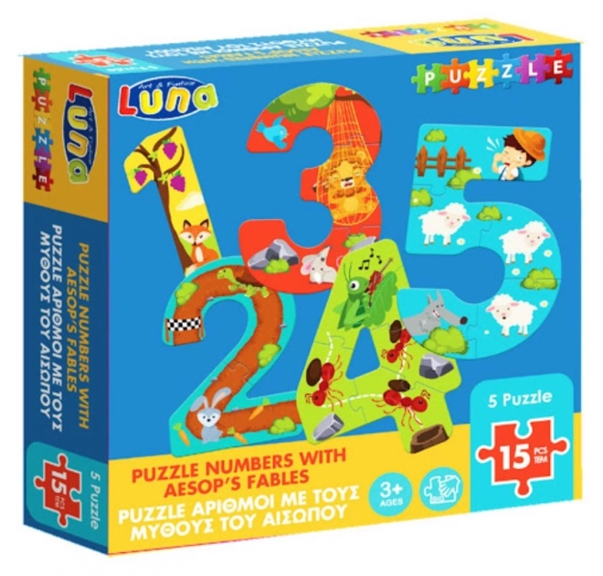 Luna Puzzle s číslicemi a Ezopovými bajkami pro děti