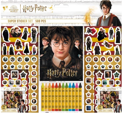 Samolepkový set HARRY POTTER s blokem a voskovkami